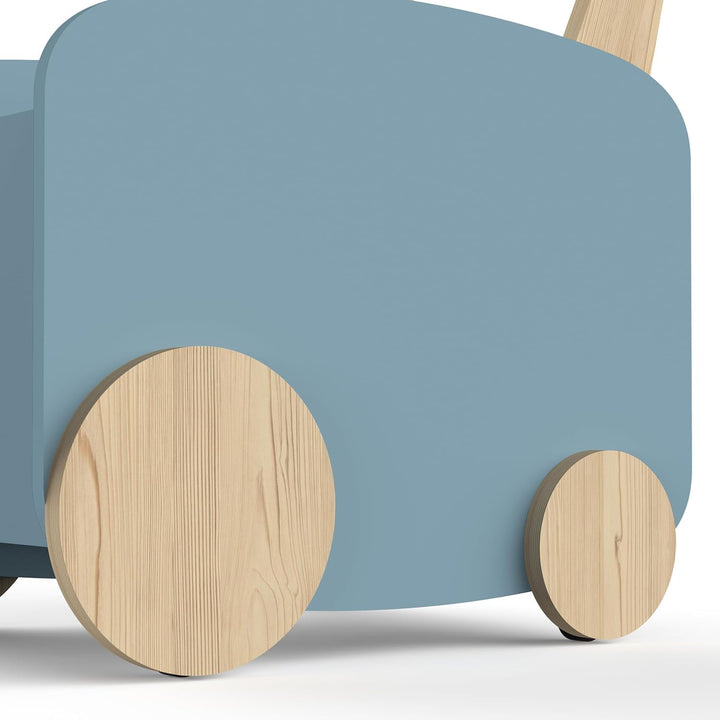 habeig Lauflernwagen, Spieltruhe, Spielzeugbox für Kinderzimmer, MDF &amp; Echtholz, 50x53x35 cm, Rollba