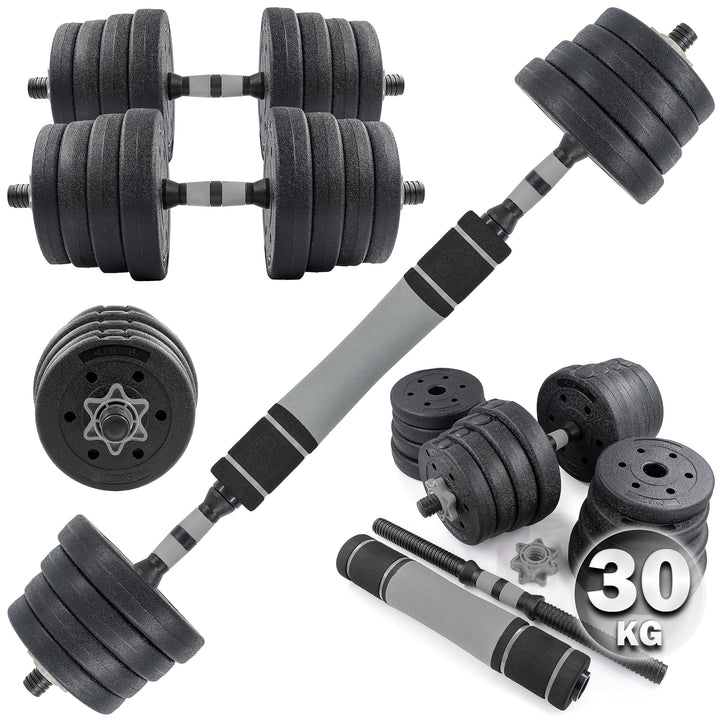 C.P.Sports 2in1 Kurzhantel & Langhantel Set 30kg / 40kg | Hantelscheiben – Gewichte – Hantelstangen