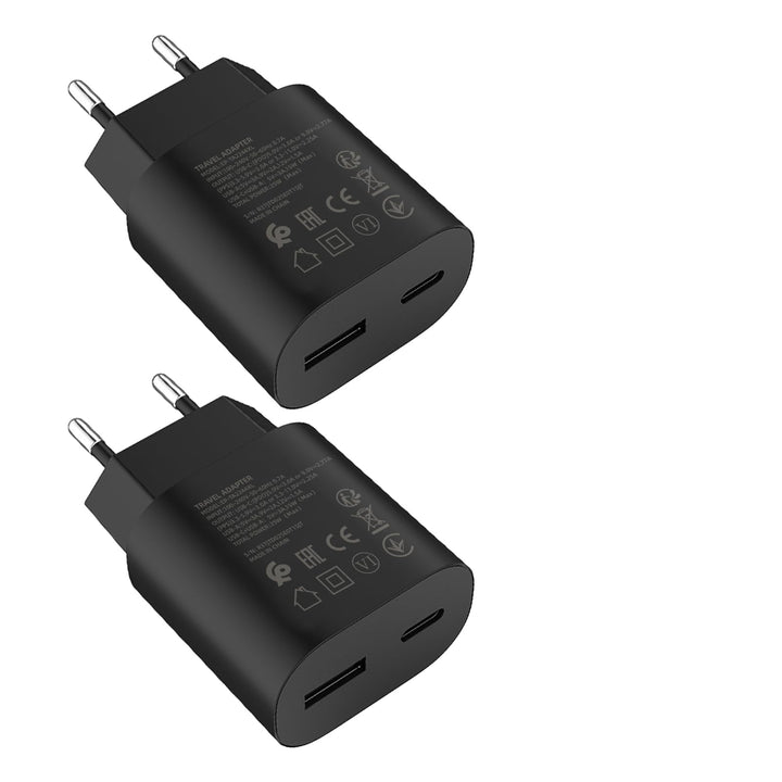 Schnellladegerät Ladeadapter netzteil 25W USB Typ-C 15W USB Typ-A Ladegerät （Schwarz 2 Stück）für: Sa
