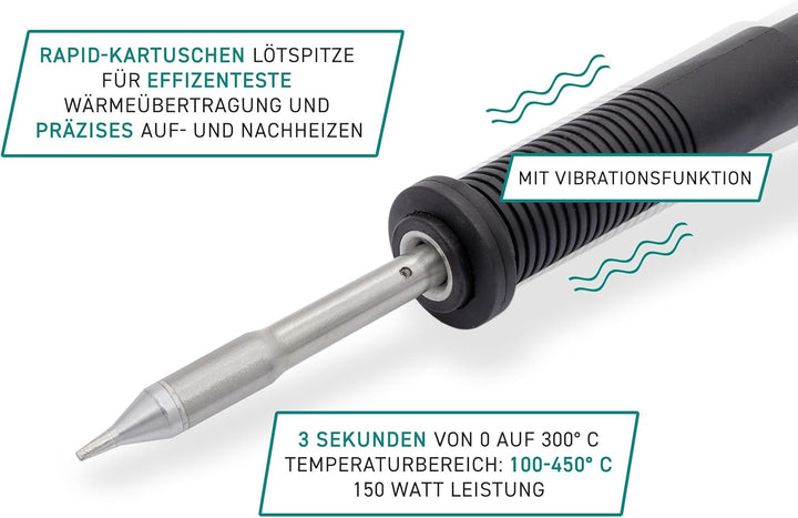 QUICK TS8 digital regelbare ESD Lötstation 150 Watt inkl. Lötkolben mit 0,1 mm Rapid-Kartuschen-Löts