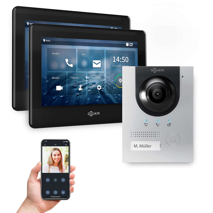 Goliath Hybrid | IP | Full-HD Video Türsprechanlage | App | 1-Fam | 2 x Full-Touchscreen 17,78 cm (7