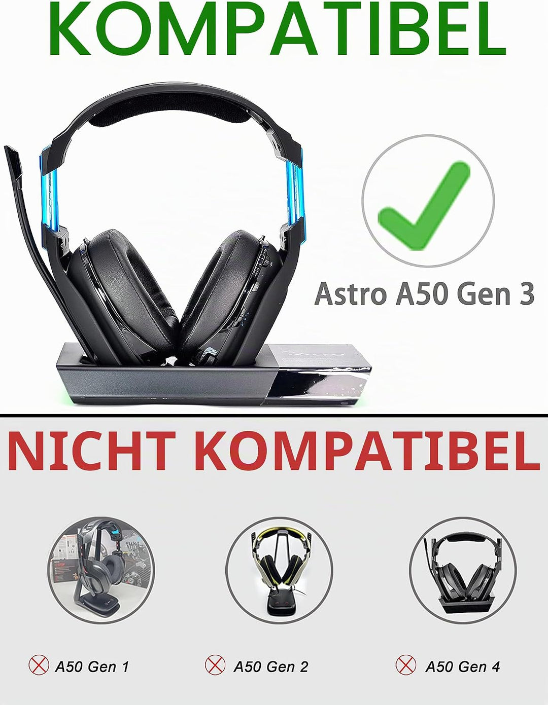 A50 Gen 3 Mod Kit – defean Ersatz-Ohrpolster und Kopfband, kompatibel mit Astro A50 Gen 3 Headset, O