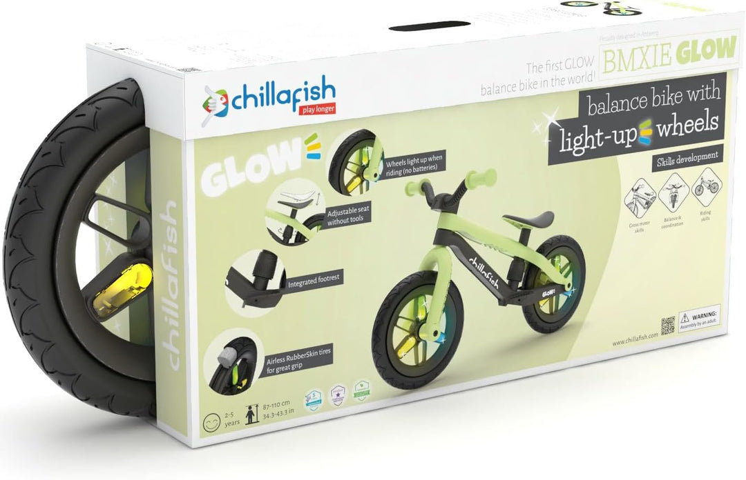 Chillafish BMXIE Laufrad, 12 Zoll Kinderlaufrad mit Bremse, Leuchträdern, als Motorrad Version oder