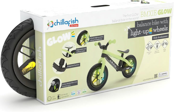 Chillafish BMXIE Laufrad, 12 Zoll Kinderlaufrad mit Bremse, Leuchträdern, als Motorrad Version oder