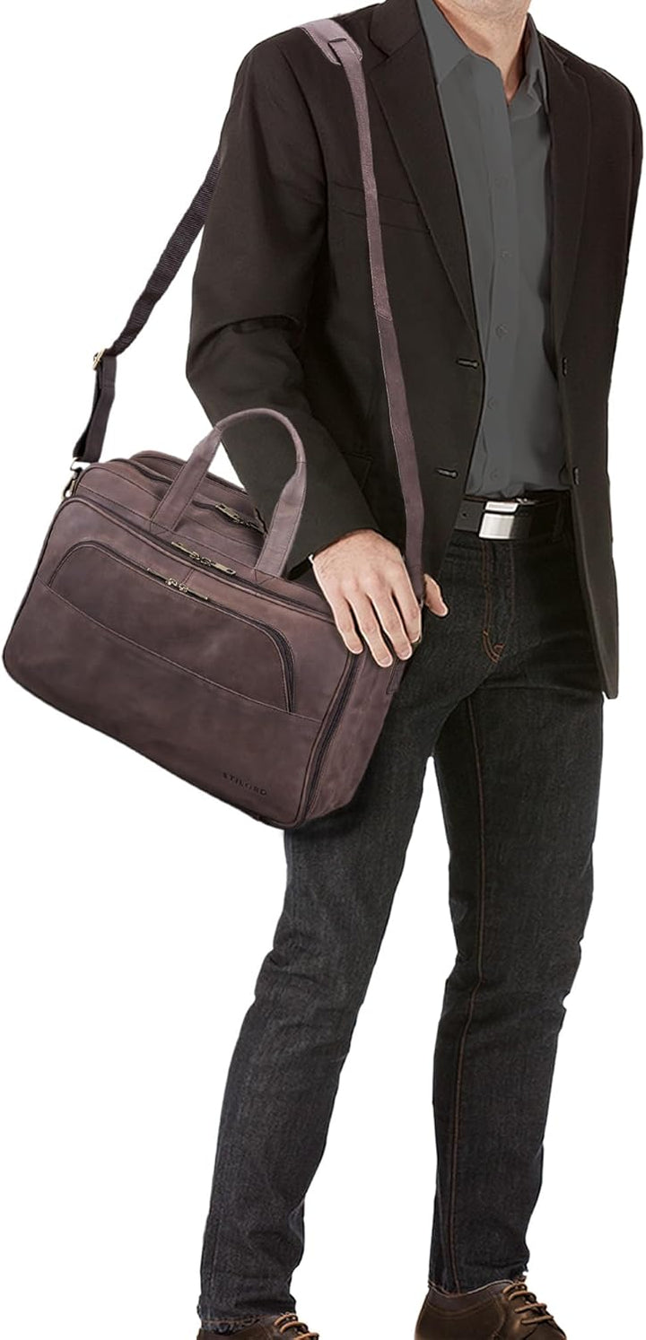 STILORD Artemis Vintage Lehrertasche Leder Aktentasche Herren Damen Businesstasche gross für Zwei Ak