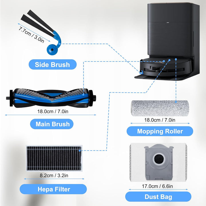 Zubehörset für Ecovacs Deebot T80S Omni / X9 Pro Omni / X11 Pro Omni Roboterstaubsauger Ersatz, 1 Ro