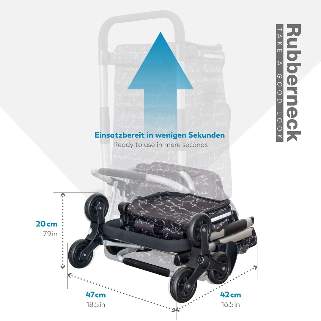 Rubberneck Einkaufstrolley - Klappbarer Einkaufswagen - Kühlfach - Höhenverstellbarer Griff -, Schwa