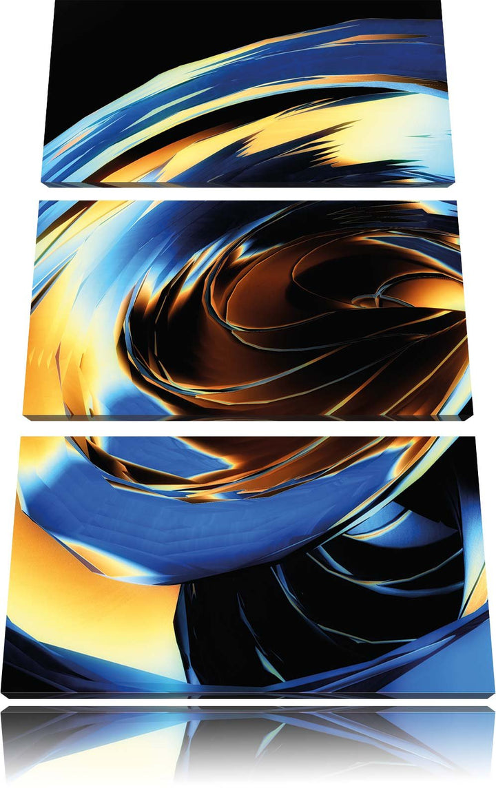 Pixxprint Blaue abstrakte Form schwarz/weiss als Leinwandbild/Grösse: 3 Teilig (120x80) cm/Wandbild/