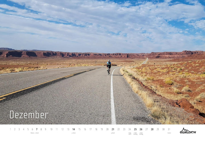quäldich.de-Rennrad-Kalender 2025 Format DIN A3: Mit 13 Bildern und 12 Touren durch das Radsport-Jah