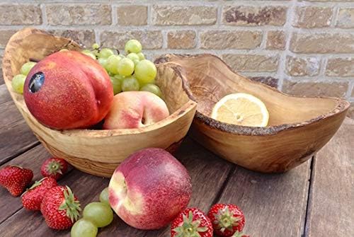 D.O.M.® Obstschale RUSTIKAL aus naturbelassenem Olivenholz in 5 Grössen (Länge 34-36 cm), Länge 34-3