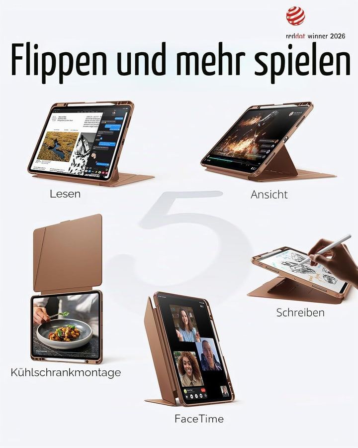 ESR für iPad Pro 13 Zoll Hülle (M5/M4) 2025/2024, Vertikaler Ständer, Multi-Winkel, Ultra-stabile Hü