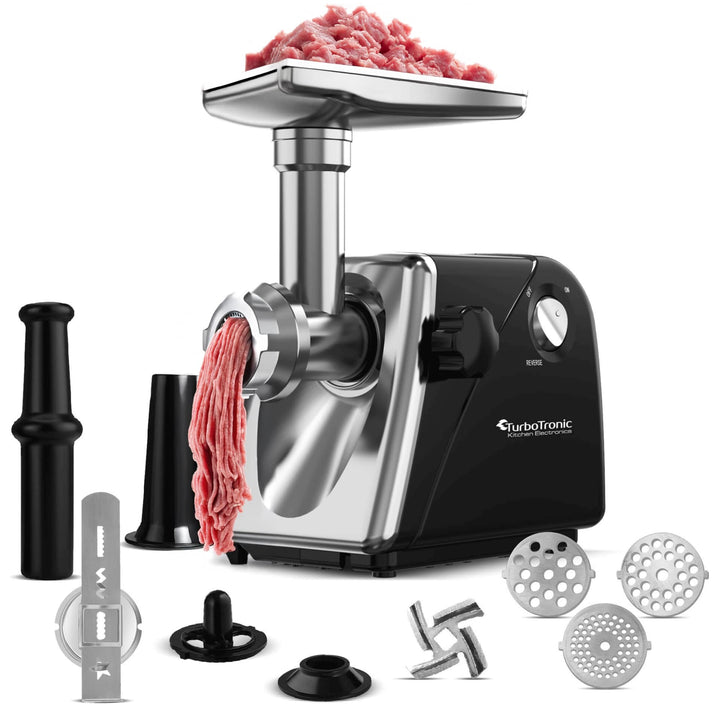 TurboTronic Elektrischer Fleischwolf Samurai – 2000W rostfreie Edelstahl Klingen Metallgetriebe best