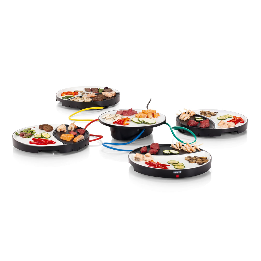 Princess Dinner4All Tischgrill für bis zu 4 Personen – abnehmbare Porzellanplatten; 103080 Für 4 Per