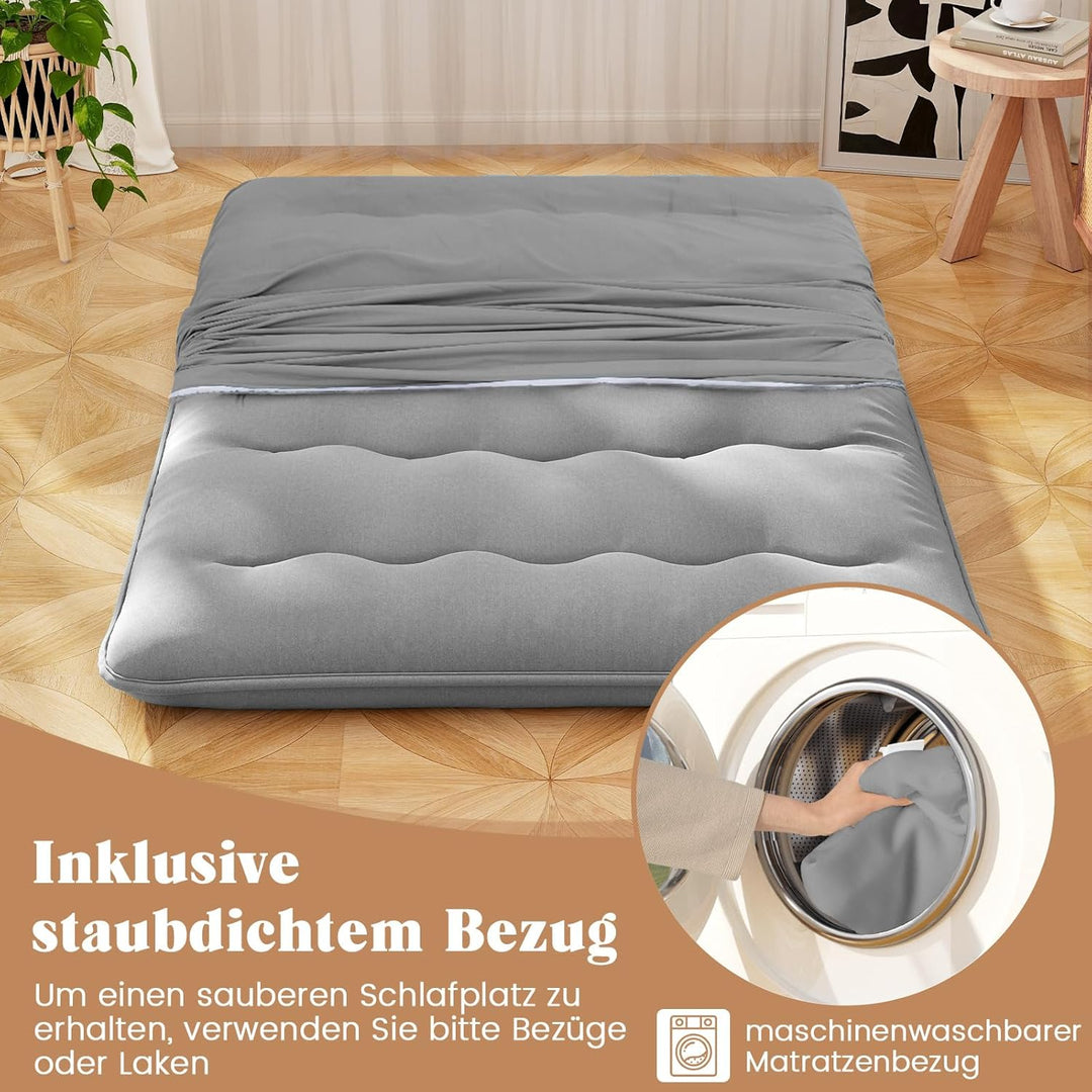 COSTWAY Japanische Futon Matratze, Tatami-Matte, Bodenmatratze, Klappmatratze mit waschbarem Bezug,
