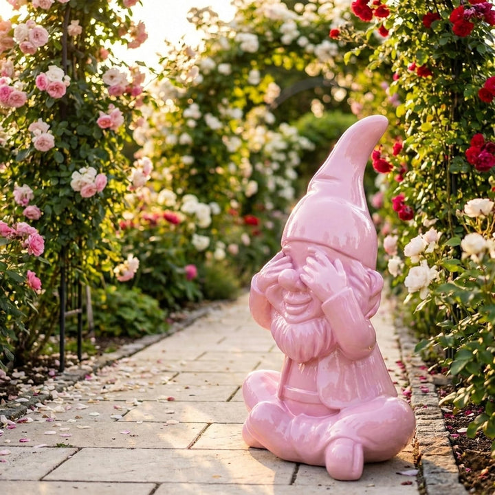 colourliving GartenPoser Gartenzwerg, lustige Gartenzwerge für aussen in Pastell Hochglanz als Moder