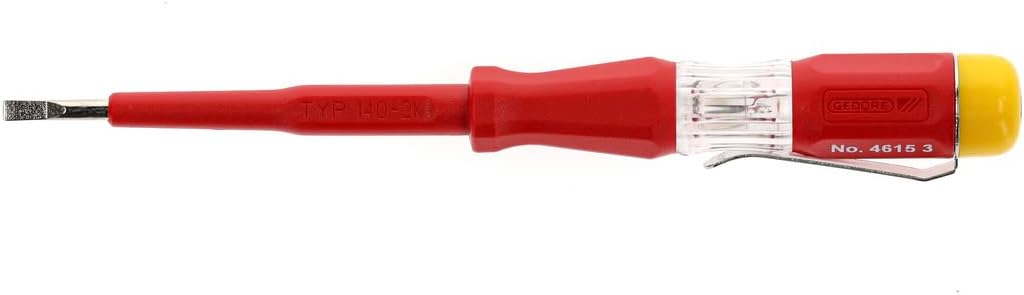 GEDORE 6699110 Prüfschraubendreher für 220-250 Volt Wechselspannung, 3 mm Klingenbreite, Mit Metallc