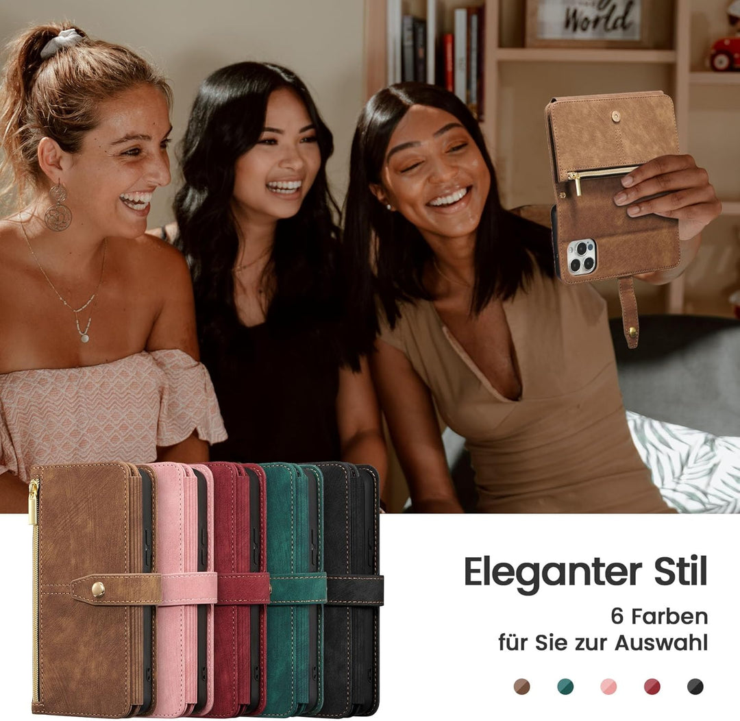 ZCDAYE Hülle für iPhone 14 Pro Max mit Band Handykette, Leder Handyhülle Handytasche mit Kartenfäche