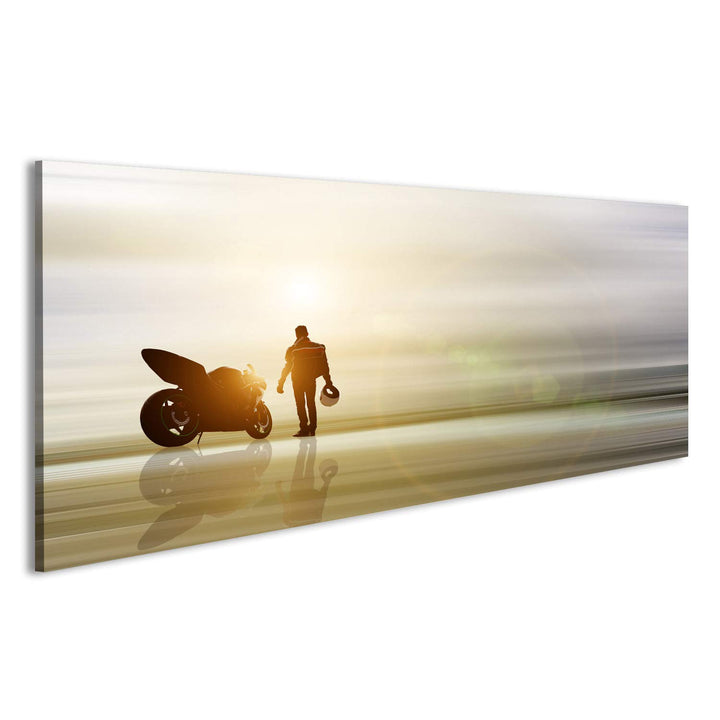 islandburner Bild auf Leinwand Abstrakte Kunst Motorrad Horizont Unscharfer Hintergrund Bilder Wandb