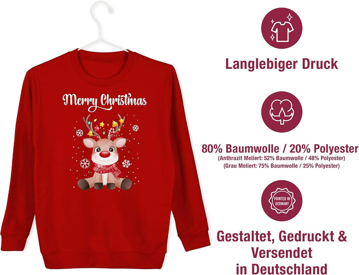 Shirtracer - Sweatshirt Kinder Pullover für Jungen Mädchen - Weihnachten - Merry Christmas süsses Re