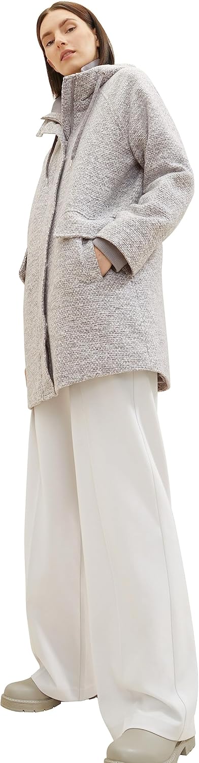 TOM TAILOR Damen Mantel mit Kapuze M 30285 - Grey Structure, M 30285 - Grey Structure