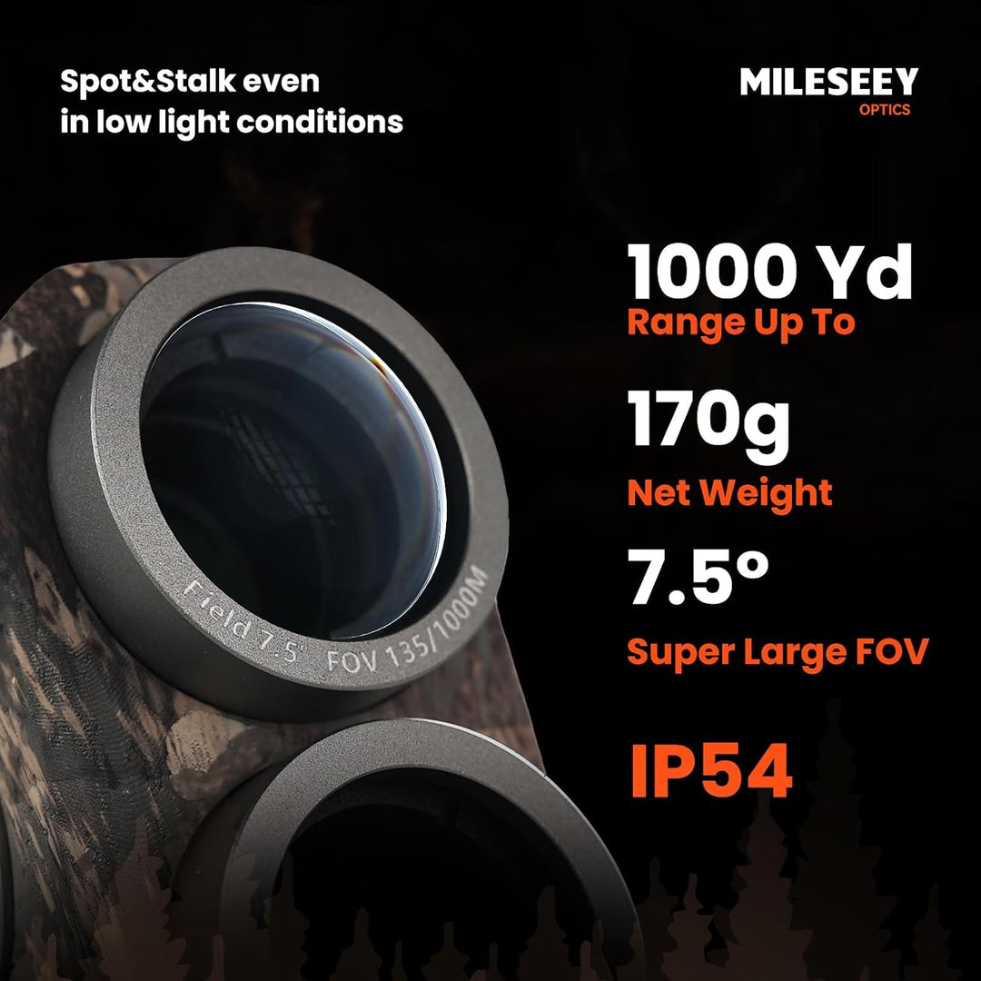MiLESEEY 1000Yds/915m Laser Entfernungsmesser Jagd,Rotes oder Schwarzes Dual-Display,CR2-Batterie