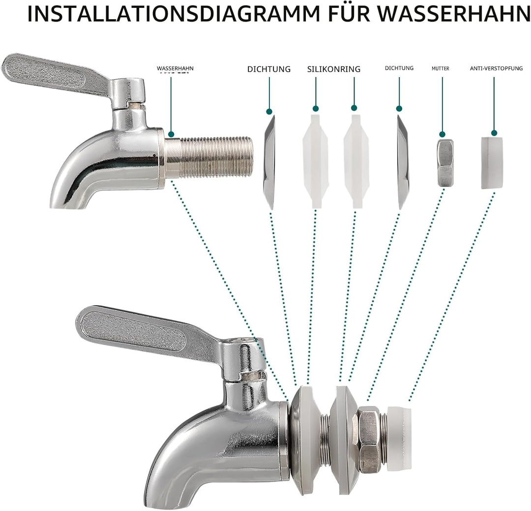 Getränkespender mit Ständer, 10L Getränkespender aus Glas mit rostfreiem Wasserhahn, Getränkespender