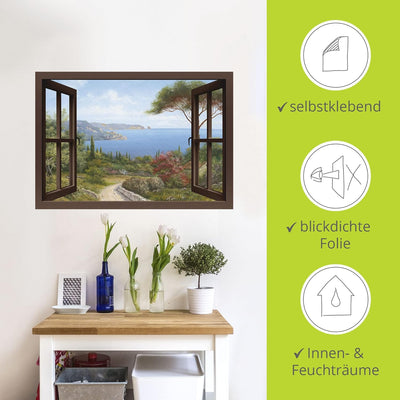 ARTland Wandbild selbstklebend Vinylfolie100 x 70 cm Landschaften Fensterblick Haus am Meer I T4EE H