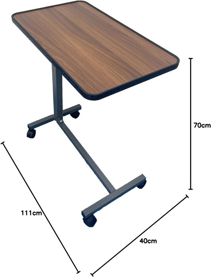 Luxuriöser kippbarer Bettisch auf Rollen (verstellbar) – Braun – Stuhl- und Beistelltisch mit 90° ne