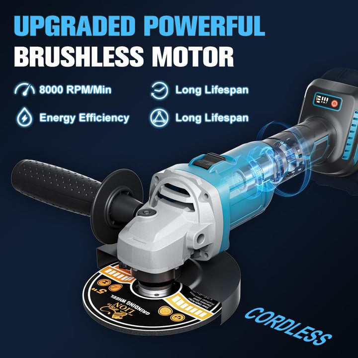 1200W Akku Winkelschleifer für Makita Akku 18V (Ohne Akku), 125mm Akku Flex mit 4 Geschwindigkeiten,