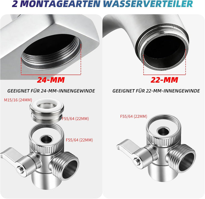 Bidet Handbrause Set, Edelstahl Hand Gehalten Sprayer, handbrause mit schlauch, Bidet Aufsatz für Du