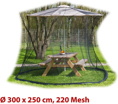 infactory Mückennetz Sonnenschirm: Moskitonetz für Sonnenschirme, 330 x 250 cm, 220 Mesh, schwarz (M