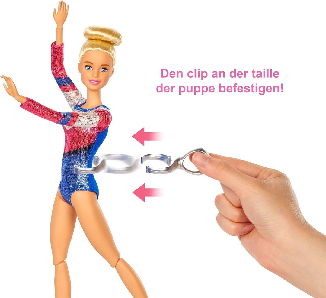 Barbie You Can Be Anything Series, Turnerin, Barbie-Puppe mit blonden Haaren, Schwebebalken, Turnbeu