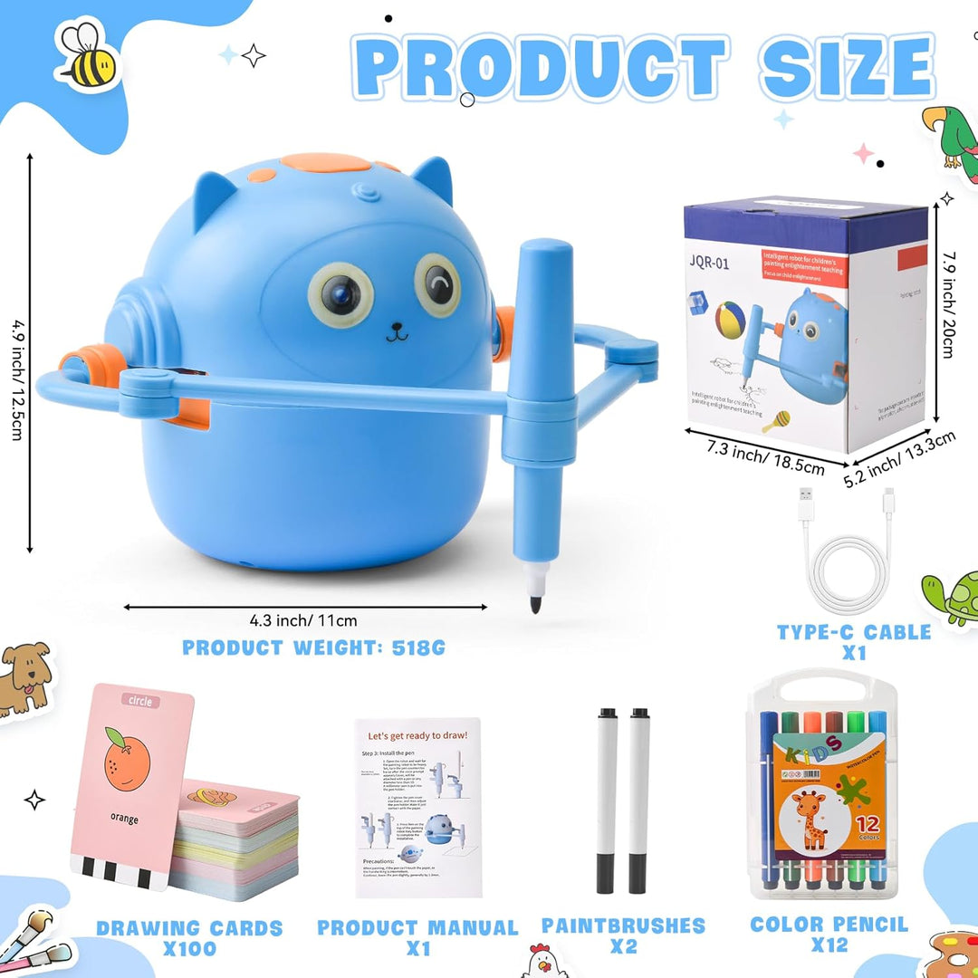 LTFIOON Zeichenroboter Kinder, Roboter Zeichnen für Kinder mit 100 Karten, Magic Drawing Robot Paint