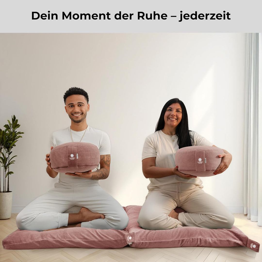 INNER PEACE Meditationskissen Set Cord XL Premium | Rundes Meditationskissen & Zabuton Meditationsma