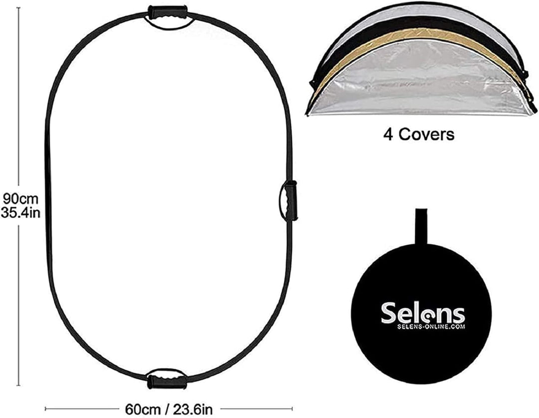 Selens 5-in-1 60x90cm Oval Reflektor Tragbarer Faltbarer für Fotografie Fotostudio Beleuchtung und A