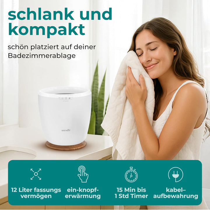 Handtuchwärmer Elektrisch Natur – Kompakter Handtuchheizkörper mit Timer & Überhitzungsschutz, Towel