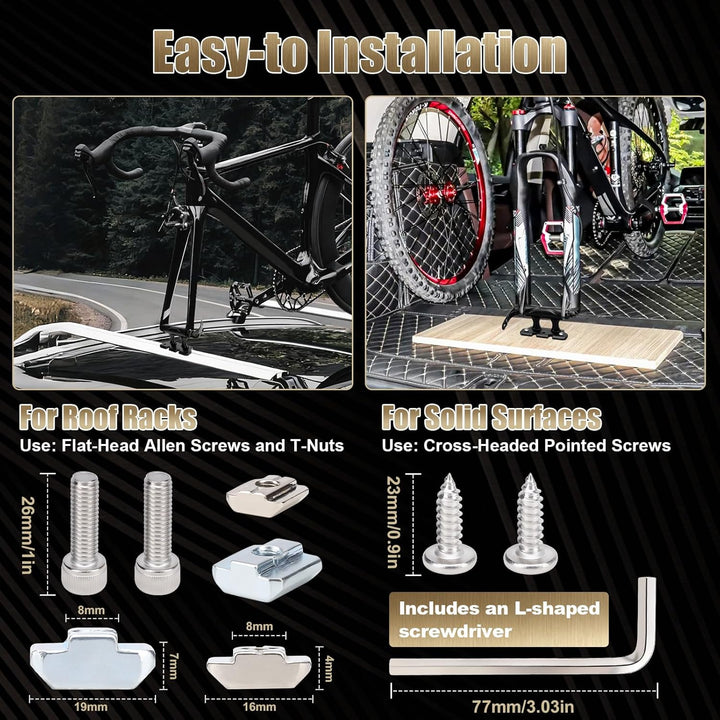 Cyleto Fahrrad Gabelhalterung aus Aluminiumlegierung für Auto Dachträger, mit Schnellspanner & Steck