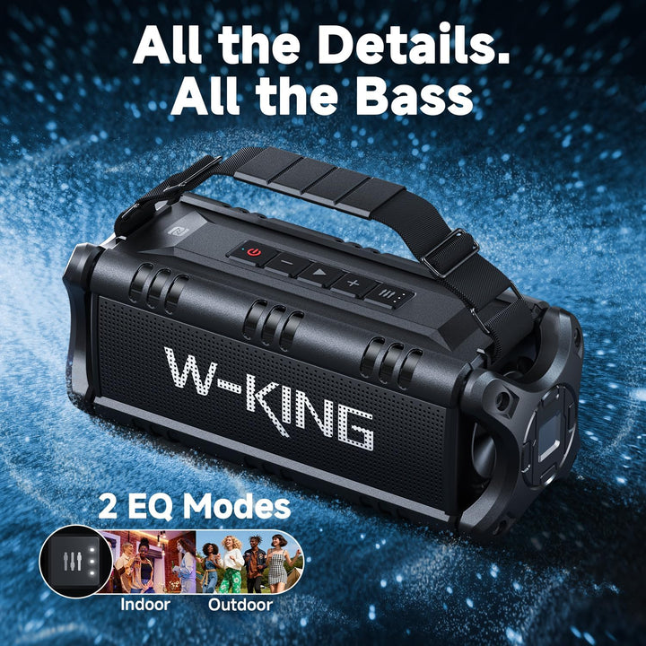 W-KING Bluetooth Lautsprecher, 90W Peak Outdoor Lautsprecher,50W RMS Subwoofer, IPX6 Wasserdicht, Tr