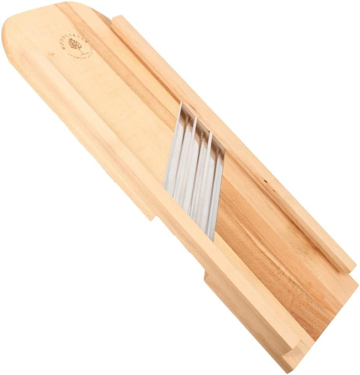 Woodcarver Krauthobel Holz – 3 Klingen aus Edelstahl – Gemüsehobel manuell aus geöltem Buchenholz –
