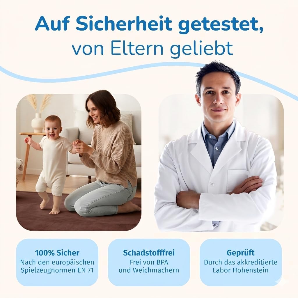 BabybeFun Krabbelmatte Baby - kuschelig weich - 3cm Dicke Spielmatte - schützt vor Stössen - Teppich