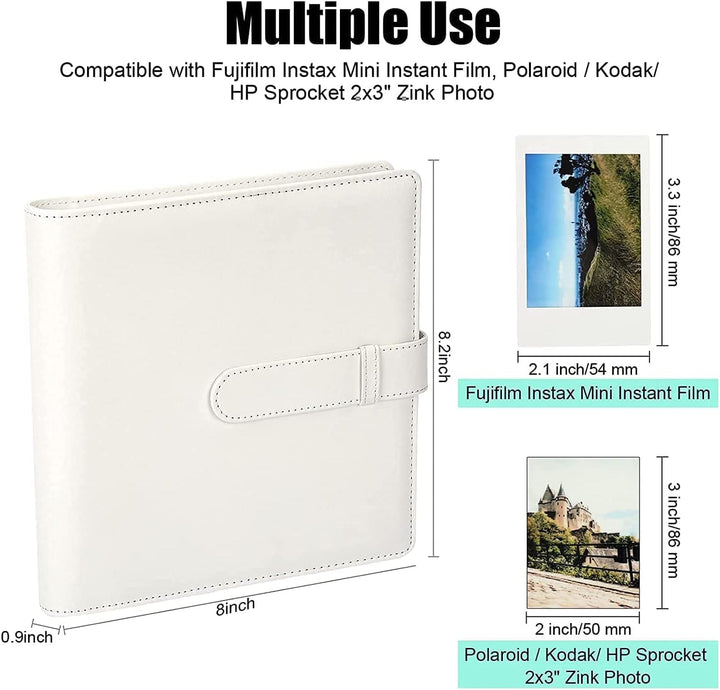 Crefotu Tasche Hülle mit 256 Taschen Fotoalbum für für Fujifilm Instax Mini 12 Sofortbildkamera (Wei