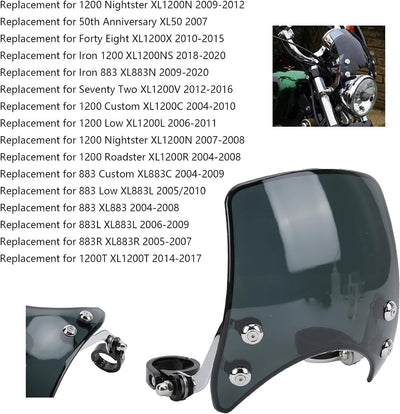 KIMISS Motorrad Windschutzscheibe, Windschutzscheibe Windabweiser Scheinwerferverkleidung 180° Verst