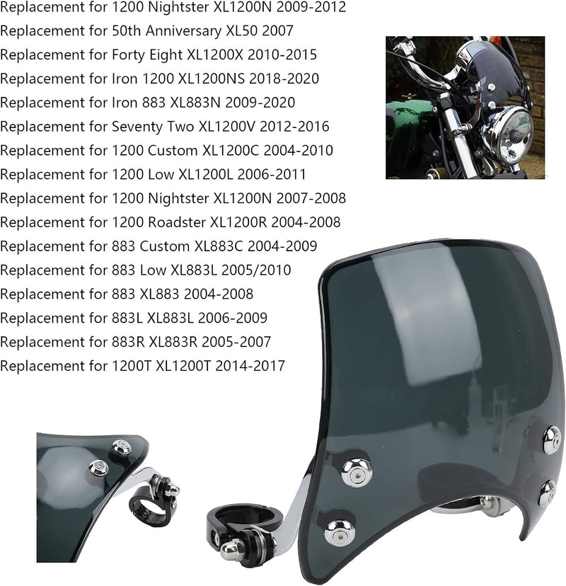 KIMISS Motorrad Windschutzscheibe, Windschutzscheibe Windabweiser Scheinwerferverkleidung 180° Verst