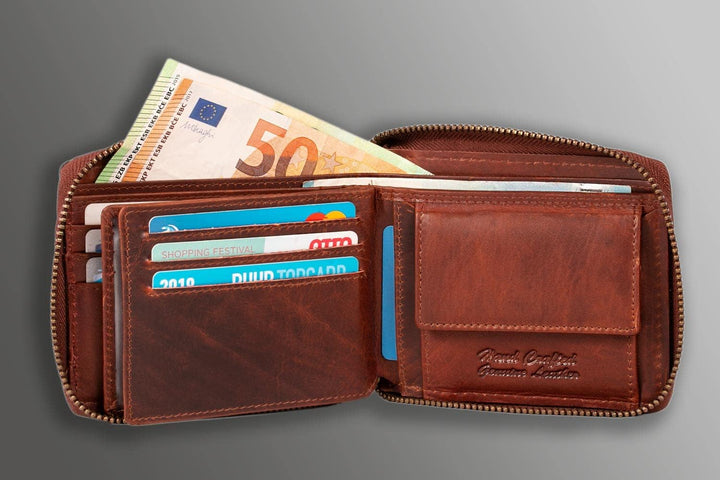 MATADOR Herren Geldbörse Leder - Echtleder Portemonnaie Damen Geldbeutel Leder - TÜV geprüfter RFID