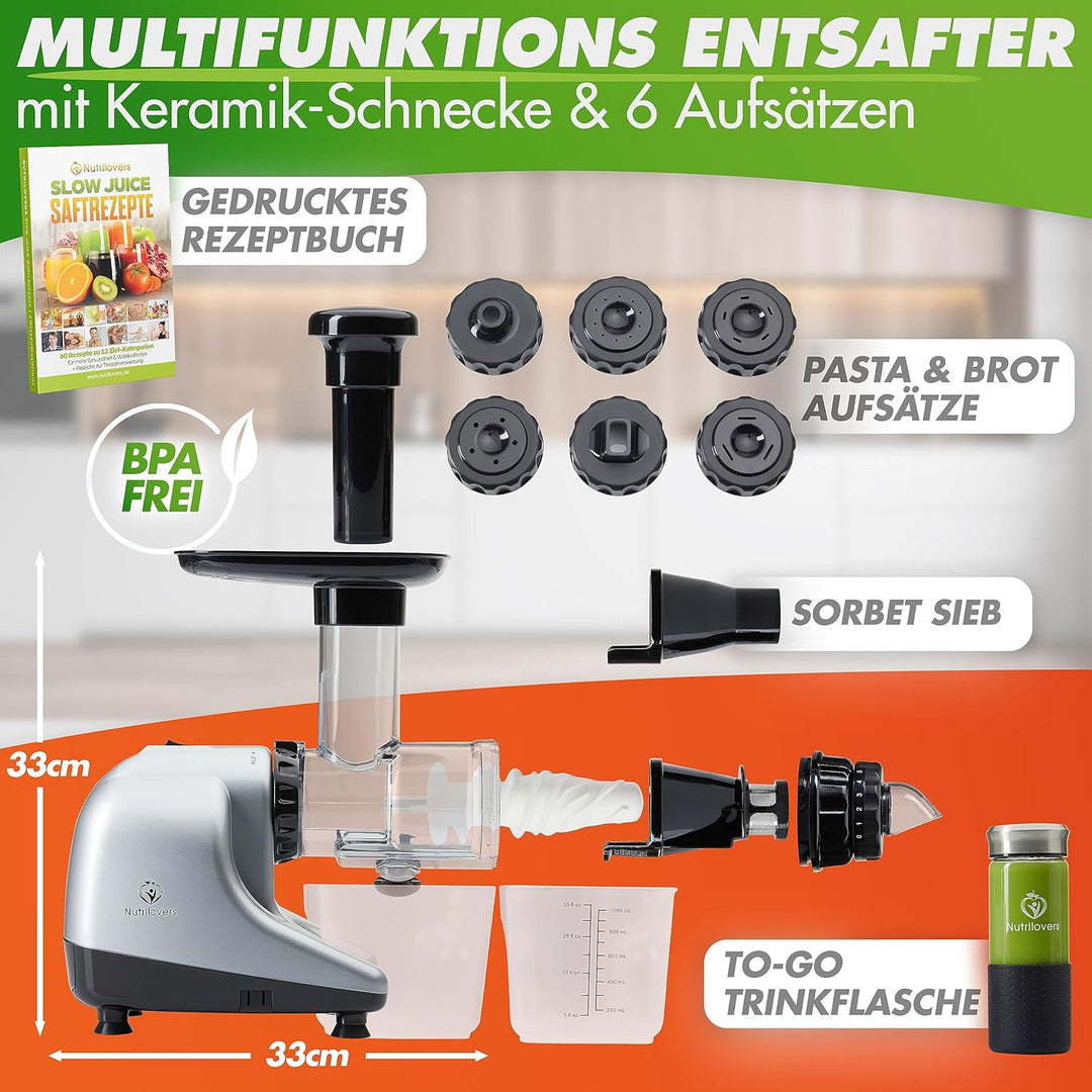 MULTI-PRESS KERAMIK Entsafter Slow Juicer mit Keramik Pressschnecke BPA-frei - Sellerie, Selleriesaf