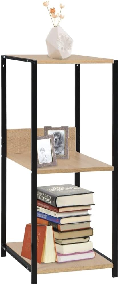 ZQQLVOO Kleines Bücherregal Schwarz Eichefarben 33,5x39,6x79,7cm, Bücherregal, Standregal, Freistehe