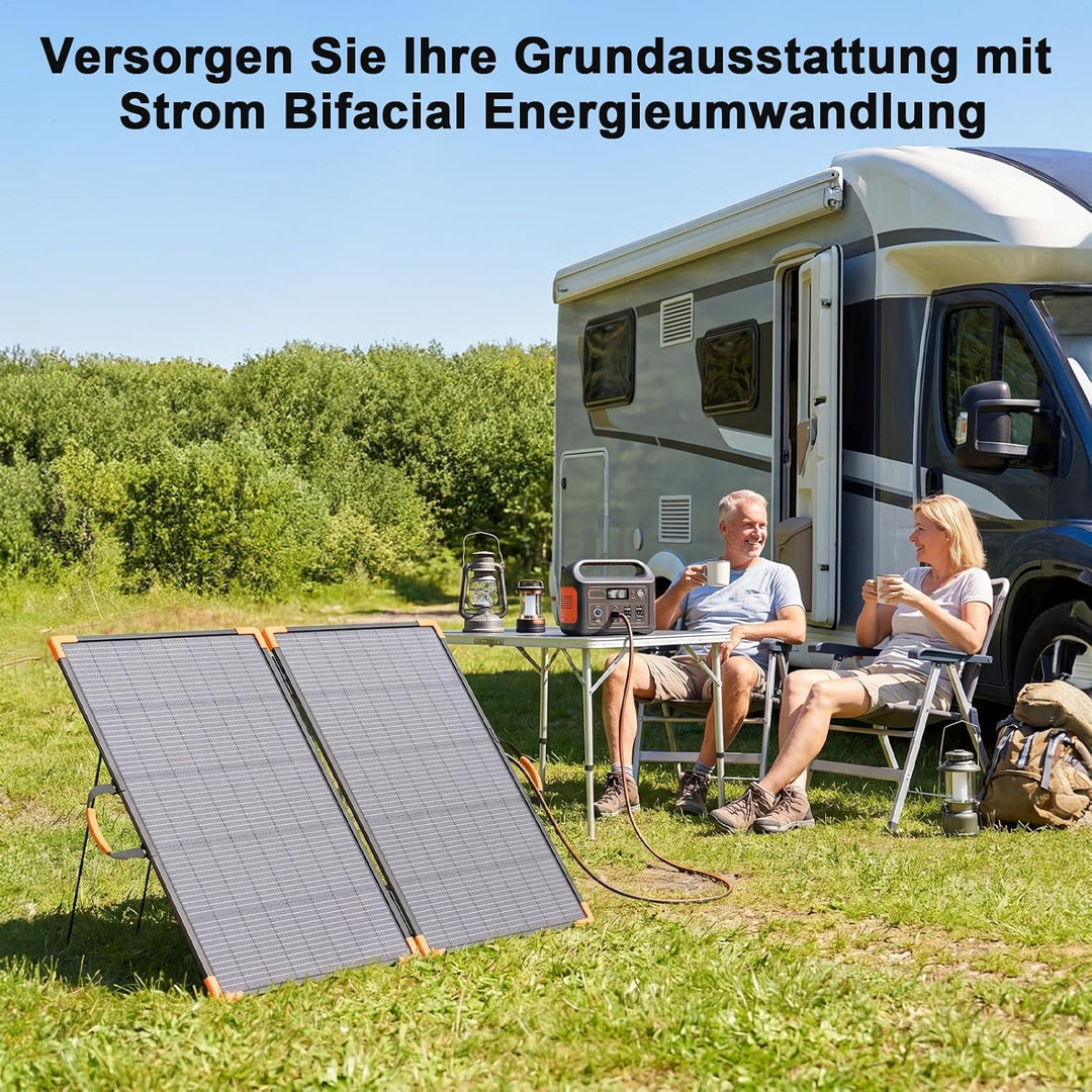 200 Watt Tragbares Solarpanel, 20-V-bifaciales Faltbares Solarladegerät, 23,5% hoher Wirkungsgrad fü