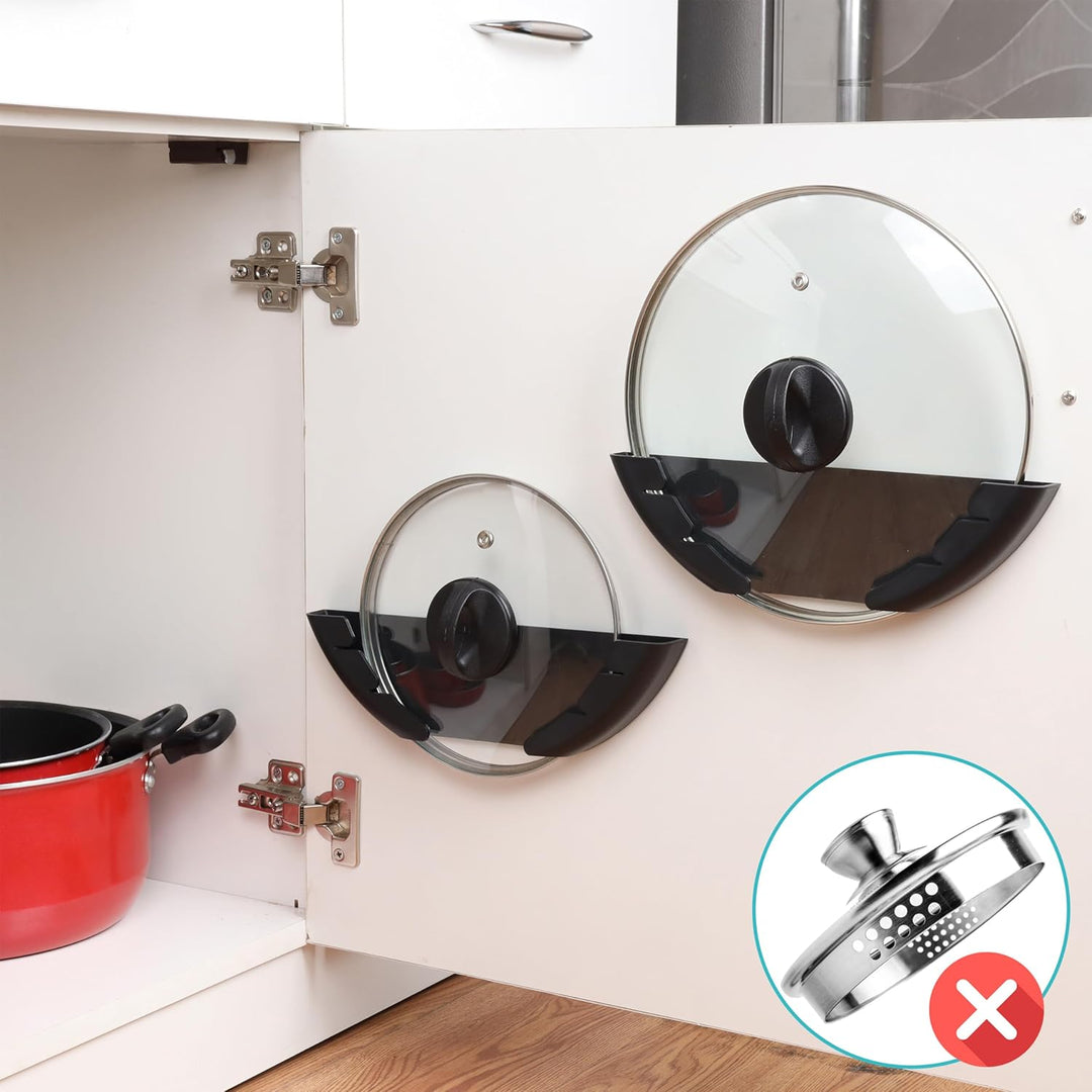 BELLE VOUS 3er Pack Topfdeckelhalter Wand Set aus Kunststoff - Passend für 15-32 cm Grosse Pfannende