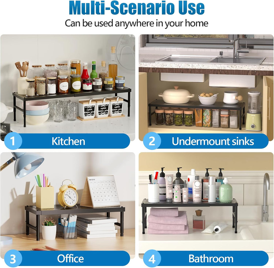 HI NINGER Erweiterbar Küchenregal Organizer, küchenregal, Verstellbares & Stapelbares Gewürzregal,Sp