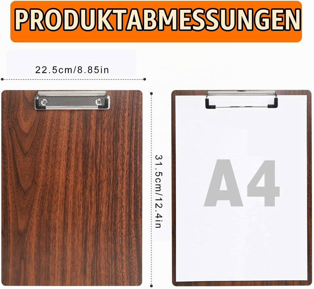 Klemmbrett A4 Holz,12 Stück Klemmbrett Holz A4 mit Metalklemme,Schreibbrett Schreibplatte Klemmbrett